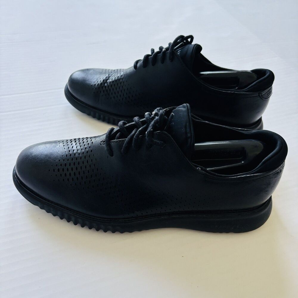 Cole Haan 2.Zerogrand Men's Size 8 M Laser Lined Black Oxford Leather Preppy